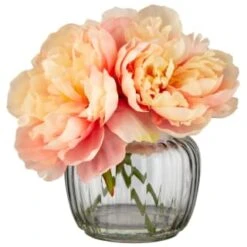 Decorative Accessories Shop 25 B&M Peony In Ribbed Glass Vase