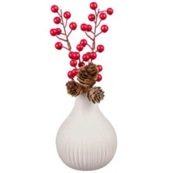 B&M White Vase With Berries