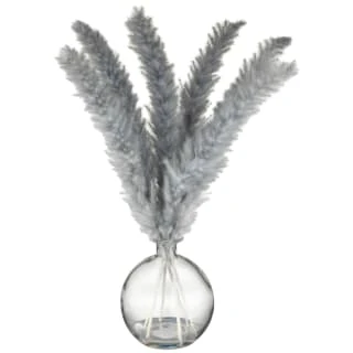B&M Grey Pampas In Glass Vase 1 B&M Grey Pampas In Glass Vase