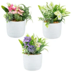 Bloom Mixed Flowers In Pot - White 5 Bloom Mixed Flowers In Pot - White -Decorative Accessories Shop 392829 mixed flowers in pot group