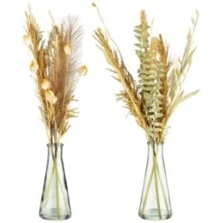 B&M Pampas & Leaf In Glass Vase -Decorative Accessories Shop 394707 pampas and leaf in glass vase group